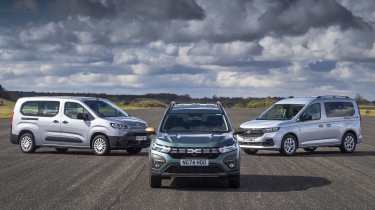 Dacia Jogger vs Toyota Proace City Verso vs Ford Tourneo Connect - group front static shot 